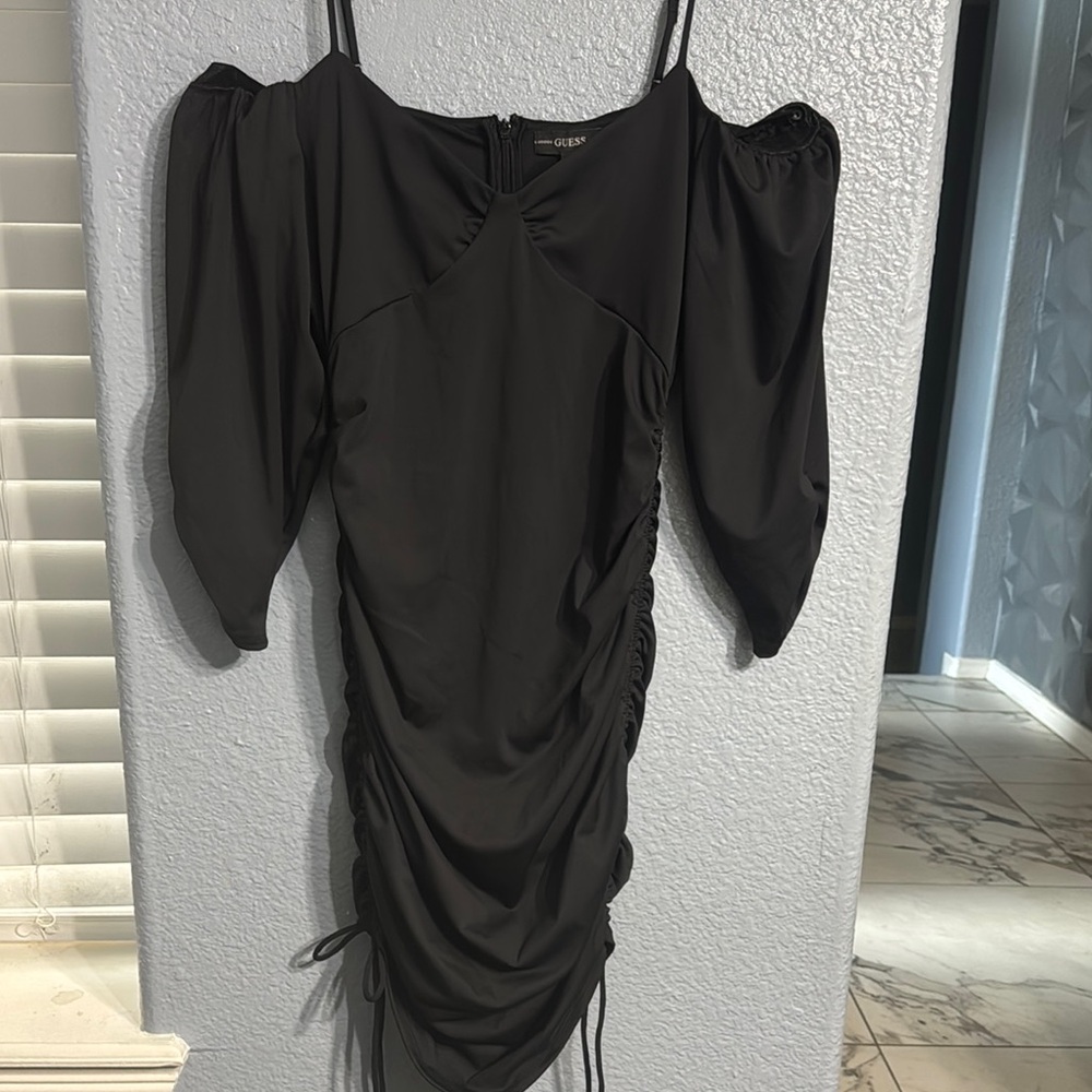 Guess Black Ruched Women's Dress
